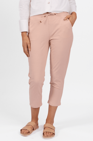 Elastic Waist 7/8 Pants - Soft Pink - 5790 - All About A Girl