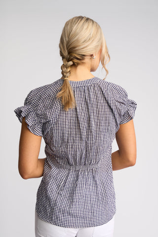 Evelyn Top With Shirring - Ink Gingham - 4486P - All About A Girl