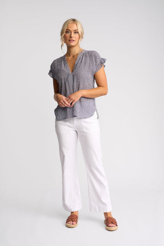 Evelyn Top With Shirring - Ink Gingham - 4486P - All About A Girl