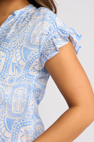 Evelyn Top With Shirring - Palma - 4486P - All About A Girl