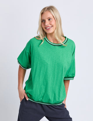 Elm Faye Short Sleeve Sweatshirt Green Briar, Front view | AAAG
