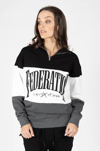 Federation Classic Tres Zip Sweatshirt - Black - F5636AW24.931-BK - allaboutagirl