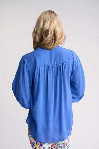 Folk Shirt With Concealed Placket - French Blue - 4519 - All About A Girl