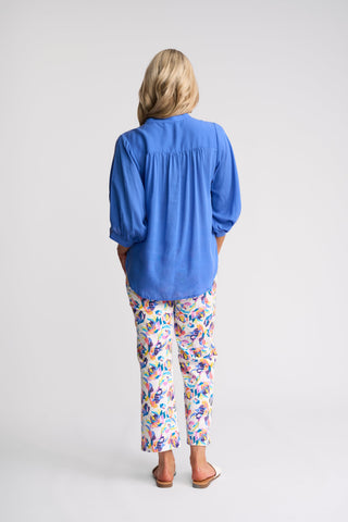 Folk Shirt With Concealed Placket - French Blue - 4519 - All About A Girl