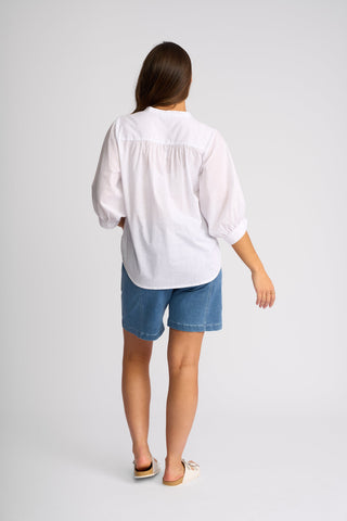Folk Shirt With Concealed Placket - White - 4519 - All About A Girl