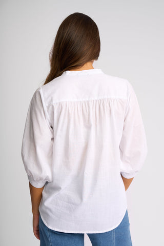 Folk Shirt With Concealed Placket - White - 4519 - All About A Girl