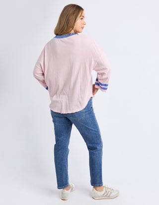 Ringer Long Sleeved Tee - Pale Pink