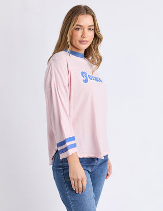 Ringer Long Sleeved Tee - Pale Pink