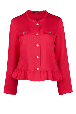 Frill Hem Jacket - Cherry - 2047N - All About A Girl