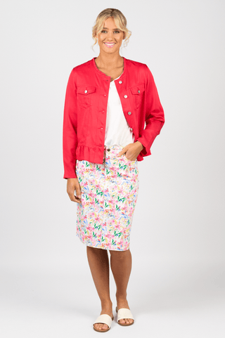 Frill Hem Jacket - Cherry - 2047N - All About A Girl