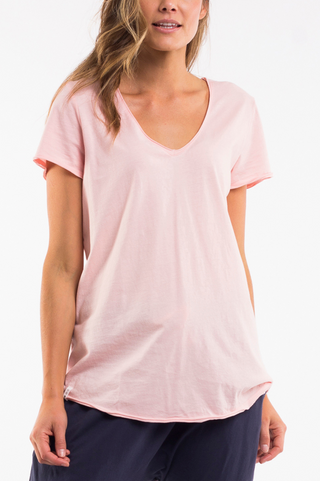 Fundamental Short Sleeve Vee Tee - Pink