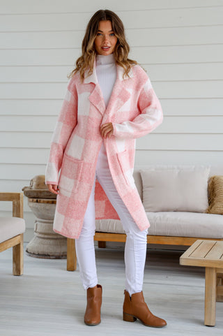 Grace+Co Checked Coatigans - Soft Pink/White - B5643 - allaboutagirl