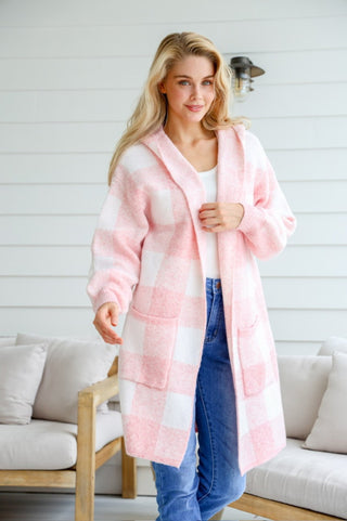 Grace+Co Checkerboard Hoodie - Soft Pink - b5631 - allaboutagirl