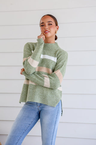Grace+Co Cleveland Knitwear - Soft Khaki - b5628 - allaboutagirl