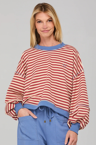 Guru Sweater - Washed Maroon Stripe