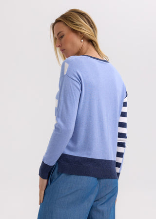 Hand Work Intarsia Jumper - Blueberry - ZP7705 - All About A Girl
