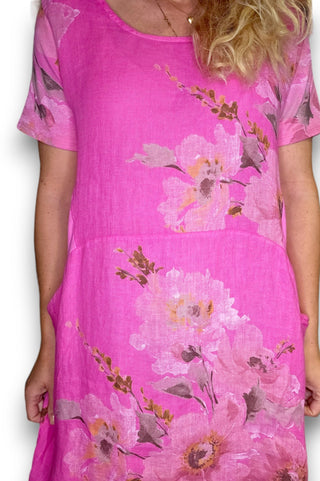 Helga May Meadow Bloom Linen Jungle Dress - Pink - 160660 - allaboutagirl