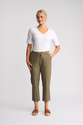 Henley 7/8 Pull On Pants - Army - 5791A - All About A Girl