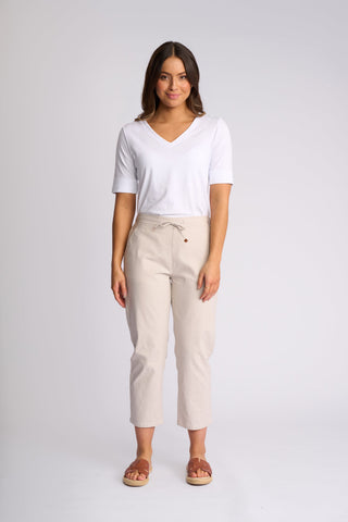 Henley 7/8 Pull On Pants - Stone - 5791A - All About A Girl