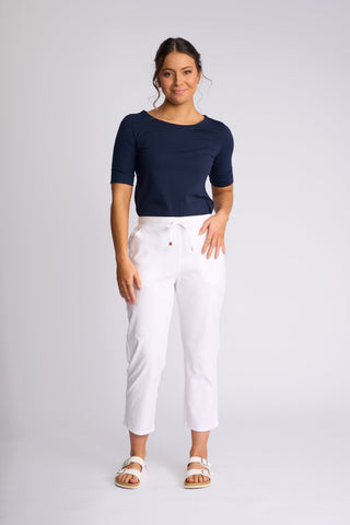 Henley 7/8 Pull On Pants - White SS - 5791A - All About A Girl