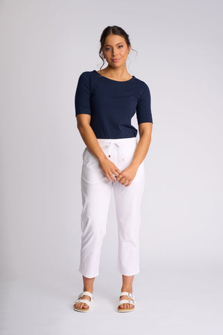 Henley 7/8 Pull On Pants - White SS - 5791A - All About A Girl