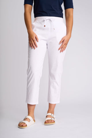 Henley 7/8 Pull On Pants - White SS - 5791A - All About A Girl