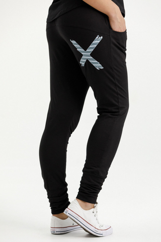 Apartment Pants - Black with Stormy Stripe Cross