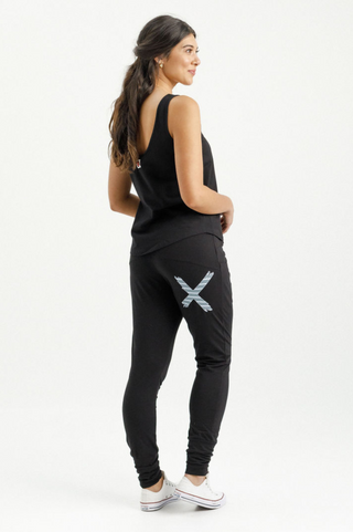 Apartment Pants - Black with Stormy Stripe Cross