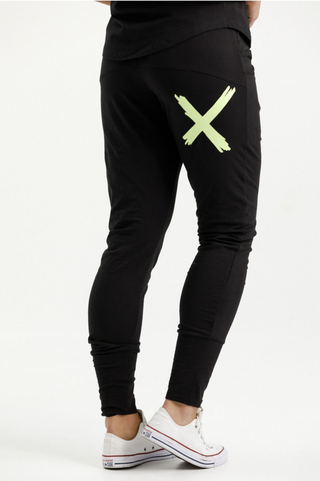 Apartment Pants - Black with Lime Cross