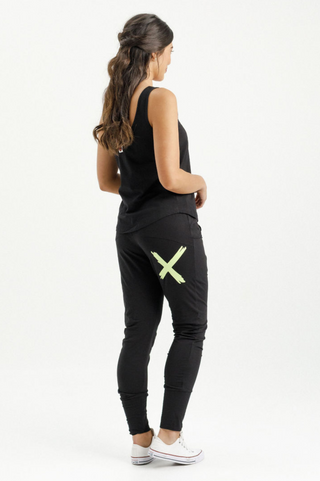 Apartment Pants - Black with Lime Cross