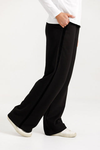 Alpine Palazzo Pants - Black With Black Velvet Ribbon