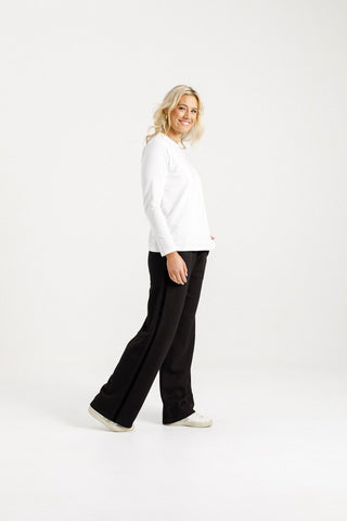 Alpine Palazzo Pants - Black With Black Velvet Ribbon
