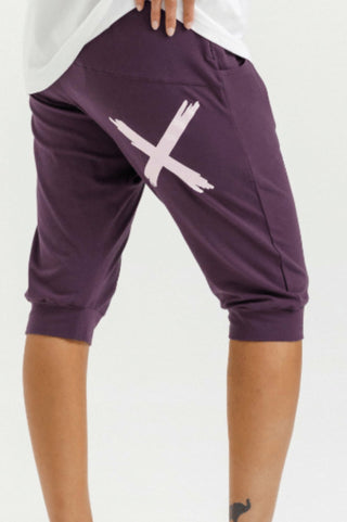 Homelee 3/4 Apartment Pant - Plum with pastel pink X - HL127 43 - allaboutagirl