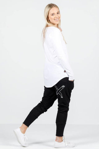 Homelee Apartment Pants - Black w White X Winter Weight - HL100 W01 - allaboutagirl