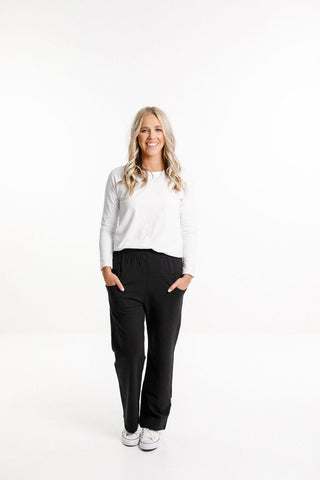 Homelee Avenue Apartment Pants -Black with White Cross - Winter Weight - HL266 WHIX - allaboutagirl