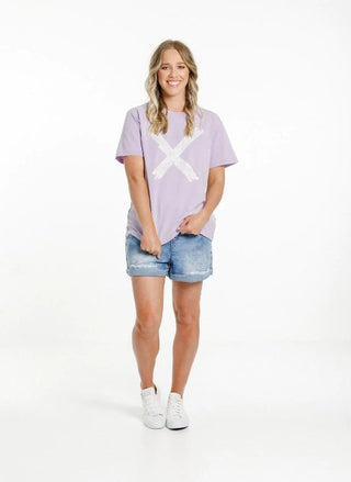 Homelee Chris Tee - Periwinkle with Stripe Cross - HL394 23 - allaboutagirl