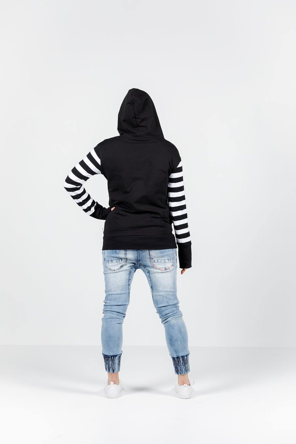 Homelee Hooded Sweatshirt-Black/White - HOMELEE - allaboutagirl