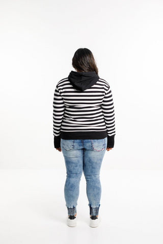 Homelee Hooded Sweatshirt-Black/White w White X on front - HL159 STR - allaboutagirl