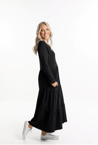 Homelee Kendall Long Sleeve Dress - Black - HL398 BLK - allaboutagirl