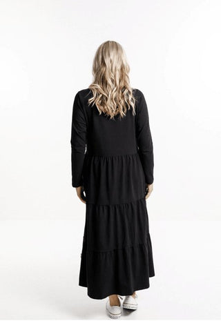 Homelee Kendall Long Sleeve Dress - Black - HL398 BLK - allaboutagirl