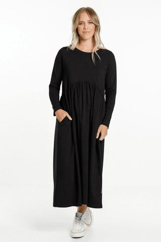 Homelee Margot Long Sleeve Dress - Black - HL419 BLK - allaboutagirl