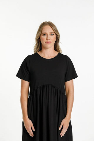 Homelee Margot Short Sleeve Dress - Black - HL418 BLK - allaboutagirl