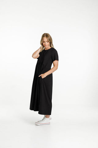 Homelee Margot Short Sleeve Dress - Black - HL418 BLK - allaboutagirl