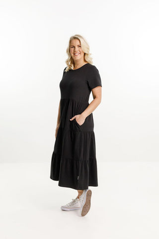 Homelee Short Sleeve Kendall Dress - Black - HL388 BLK - allaboutagirl