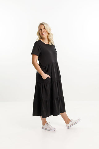 Homelee Short Sleeve Kendall Dress - Black - HL388 BLK - allaboutagirl