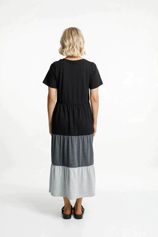 Homelee Short Sleeve Kendall Dress - Black/Charcoal/Grey - HL388-04 - allaboutagirl