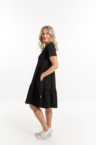 Homelee Short Sleeve Kylie Dress - Black - HL260 BLK - allaboutagirl