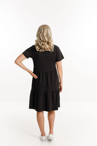 Homelee Short Sleeve Kylie Dress - Black - HL260 BLK - allaboutagirl