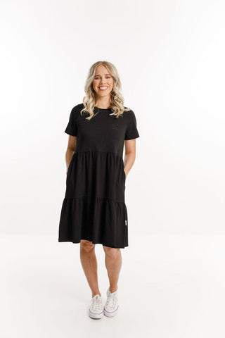 Homelee Short Sleeve Kylie Dress - Black - HL260 BLK - allaboutagirl