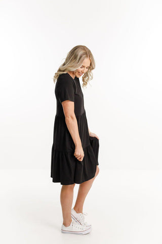 Homelee Short Sleeve Kylie Dress - Black - HL260 BLK - allaboutagirl